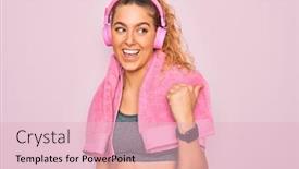  Presentation with blue music - Cool new PPT theme with young-beautiful-sporty-woman backdrop and a lemonade colored foreground