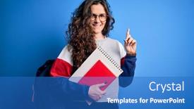  Presentation with young college student diagnosis of sti - Audience pleasing slide deck consisting of young-beautiful-student-woman backdrop and a teal colored foreground