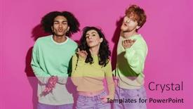  Presentation with international - Presentation design featuring young-beautiful-stylish-international-funny background and a coral colored foreground