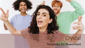  Presentation with international - Slide set with young-beautiful-stylish-international-funny background and a coral colored foreground