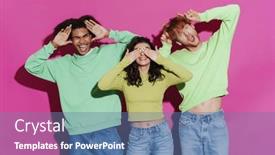  Presentation with international - Slide deck consisting of young-beautiful-stylish-international-grimacing background and a ocean colored foreground