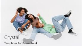  Presentation with international - Presentation theme featuring young-beautiful-stylish-international-smiling background and a white colored foreground