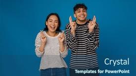  Presentation with hopeful - Presentation consisting of young-beautiful-stylish-smiling-hopeful background and a ocean colored foreground