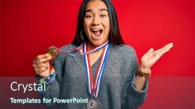  Presentation with successful - Presentation design having young-beautiful-successful-asian-woman background and a ocean colored foreground