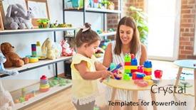  Presentation with cutlery - Slide set having dishes and cutlery toy background and a coral colored foreground
