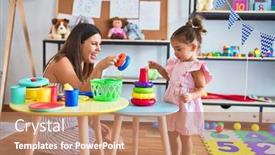  Presentation with pyramid - Cool new slides with teacher and toddler building pyramid backdrop and a coral colored foreground
