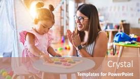  Presentation with maths - Slide deck consisting of young-beautiful-teacher-and-toddler background and a coral colored foreground