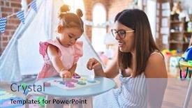  Presentation with maths - PPT layouts with young-beautiful-teacher-and-toddler background and a light blue colored foreground