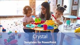  Presentation with toddlers - Colorful presentation enhanced with young-beautiful-teacher-and-toddlers backdrop and a teal colored foreground