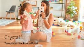  Presentation with teaching - Slide set consisting of young-beautiful-teacher-teaching-alphabet background and a coral colored foreground