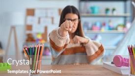  Presentation with violence woman - Audience pleasing presentation design consisting of angry attack threat and violence backdrop and a coral colored foreground