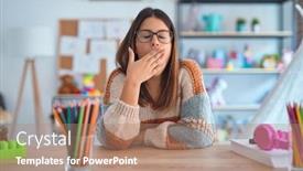  Presentation with teacher - Theme having young-beautiful-teacher-woman-wearing background and a coral colored foreground