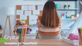  Presentation with self care - Beautiful theme featuring young-beautiful-teacher-woman-wearing backdrop and a coral colored foreground