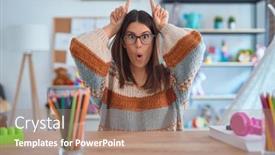  Presentation with teacher - Theme having young-beautiful-teacher-woman-wearing background and a coral colored foreground