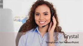  Presentation with dispatch - Slides enhanced with young beautiful technical support dispatcher background and a coral colored foreground