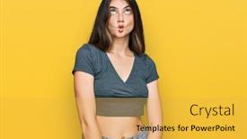  Presentation with crop - Amazing presentation design having young-beautiful-teen-girl-wearing backdrop and a yellow colored foreground