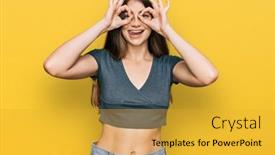  Presentation with crop - Cool new slide deck with young-beautiful-teen-girl-wearing backdrop and a gold colored foreground