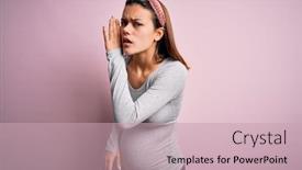  Presentation with talk - Cool new PPT theme with young-beautiful-teenager-girl-pregnant backdrop and a soft green colored foreground