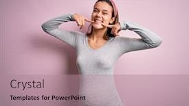  Presentation with baby teeth - PPT theme featuring young-beautiful-teenager-girl-pregnant background and a coral colored foreground