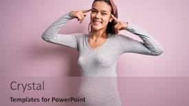  Presentation with thought - Cool new PPT theme with young-beautiful-teenager-woman-pregnant backdrop and a coral colored foreground