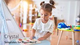  Presentation with mathematics - Presentation theme consisting of young-beautiful-toddler-learning-mathematics background and a coral colored foreground