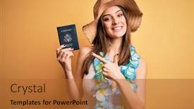  Presentation with vacation - Audience pleasing slide deck consisting of young-beautiful-tourist-woman backdrop and a red colored foreground