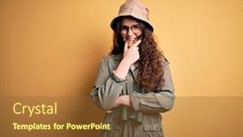  Presentation with explorer - Amazing presentation theme having young-beautiful-tourist-woman backdrop and a tawny brown colored foreground