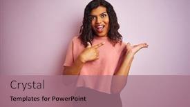  Presentation with transgender - Theme having young beautiful transsexual transgender elegant woman over isolated pink background amazed and smiling to the camera while presenting with hand and pointing with finger background and a coral colored foreground