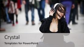  Presentation with journey urban - Beautiful slides featuring young beautiful urban girl singing backdrop and a light gray colored foreground