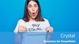  Presentation with gender equality - Amazing presentation having young-beautiful-woman-asking backdrop and a teal colored foreground