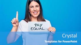  Presentation with gender equality - Theme featuring young-beautiful-woman-asking background and a teal colored foreground