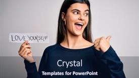  Presentation with love yourself - Presentation theme having young-beautiful-woman-asking background and a navy blue colored foreground