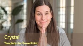  Presentation with praying hands - Audience pleasing slide set consisting of young beautiful woman at home backdrop and a tawny brown colored foreground