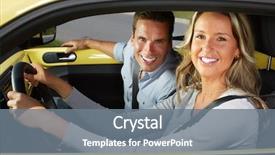  Presentation with driver - Presentation design consisting of young beautiful woman car driver background and a gray colored foreground