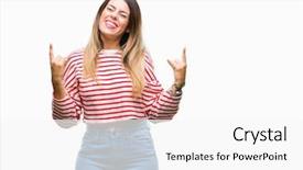  Presentation with dispute rock star - Cool new theme with young beautiful woman casual stripes backdrop and a white colored foreground