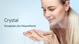  Presentation with cold water - Presentation theme featuring young beautiful woman cleaning background and a sky blue colored foreground