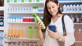  Presentation with shampoo - Theme enhanced with young-beautiful-woman-customer-using background and a coral colored foreground
