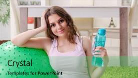  Presentation with exercise kids kid doing fitness - Amazing PPT theme having young beautiful woman doing exercises backdrop and a  colored foreground