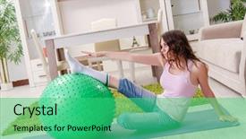  Presentation with exercises - Amazing presentation theme having young beautiful woman doing exercises backdrop and a  colored foreground
