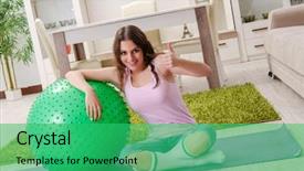  Presentation with exercise kids kid doing fitness - Beautiful presentation design featuring young beautiful woman doing exercises backdrop and a  colored foreground