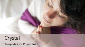  Presentation with meditation - Presentation featuring young beautiful woman doing meditation background and a mint green colored foreground