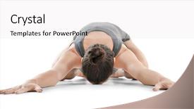  Presentation with mother doing yoga kids - PPT theme featuring young beautiful woman doing yoga background and a white colored foreground