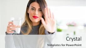  Presentation with child drinking water from glass - PPT theme featuring young beautiful woman drinking glass background and a  colored foreground
