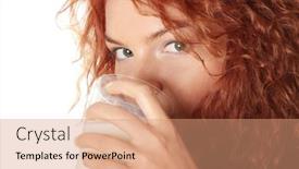  Presentation with white milk - Beautiful presentation theme featuring young-beautiful-woman-drinking-milk backdrop and a coral colored foreground