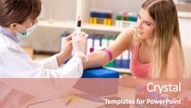  Presentation with blood test - Beautiful PPT layouts featuring virus aids - young beautiful woman during blood backdrop and a coral colored foreground