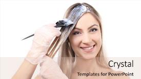  Presentation with hair - Cool new PPT theme with young beautiful woman dyeing hair backdrop and a lemonade colored foreground