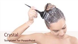  Presentation with hair - PPT theme with young beautiful woman dyeing hair background and a lemonade colored foreground