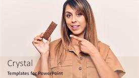  Presentation with energy bar - Slide set enhanced with young-beautiful-woman-eating-energy background and a coral colored foreground