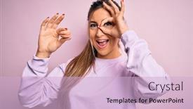 Presentation with french pastry - Colorful slide set enhanced with young-beautiful-woman-eating-french backdrop and a lemonade colored foreground