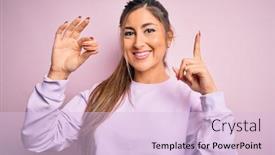  Presentation with french pastry - Cool new presentation design with young-beautiful-woman-eating-french backdrop and a lemonade colored foreground